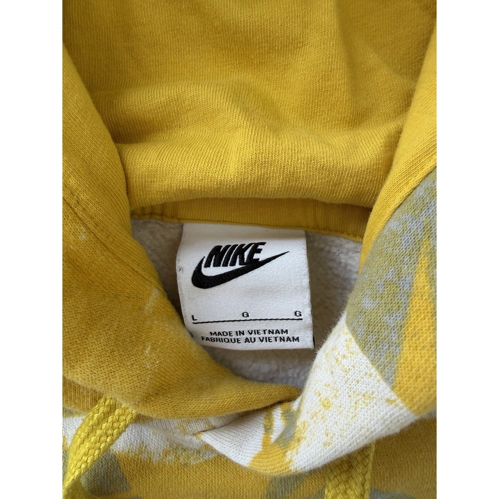 Nike Men's Pullover Hoodie All Over Logo Print Size L Yellow‎ Gray White - Picture 3 of 6
